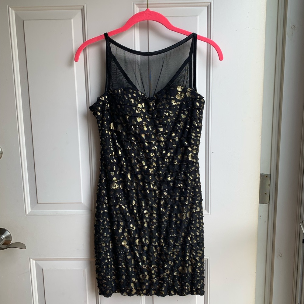 Black/gold mini dress